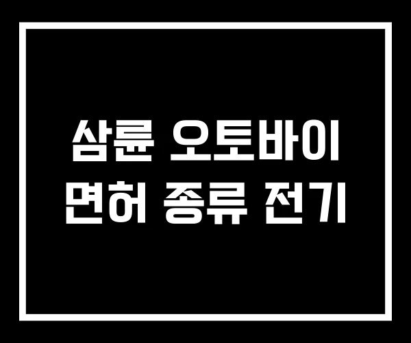 삼륜 오토바이 면허 종류 전기