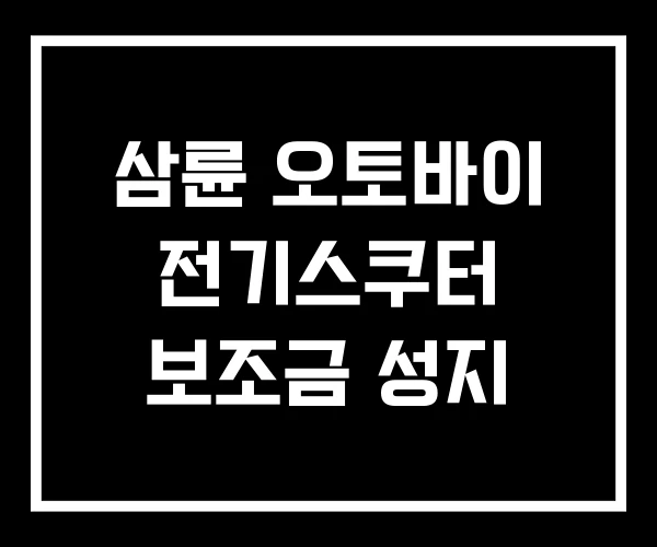 삼륜 오토바이 전기스쿠터 보조금 성지