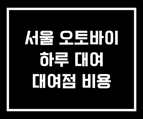 서울 오토바이 하루 대여 대여점 비용 서울 오토바이 하루 대여 대여점 비용