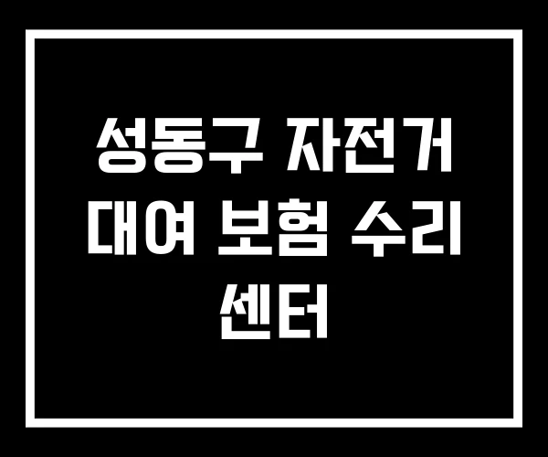 성동구 자전거 대여 보험 수리 센터