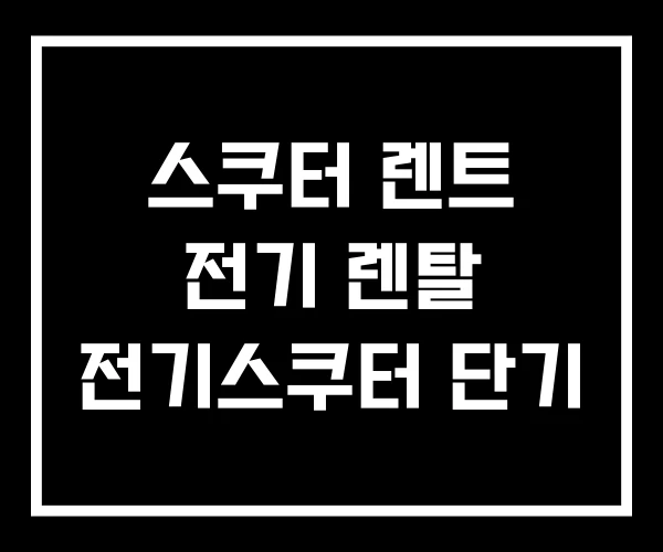 스쿠터 렌트 전기 렌탈 전기스쿠터 단기