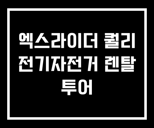 엑스라이더 퀄리 전기자전거 렌탈 투어 엑스라이더 퀄리 전기자전거 렌탈 투어