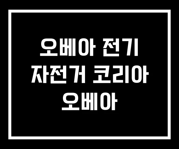 오베아 전기 자전거 코리아 오베아