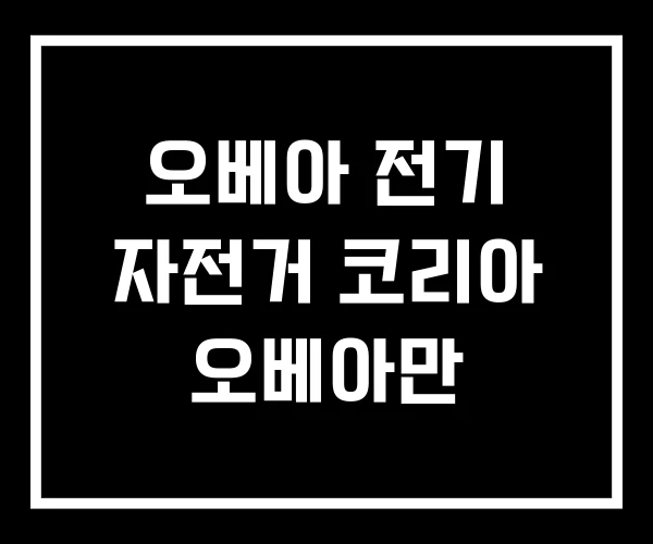 오베아 전기 자전거 코리아 오베아만
