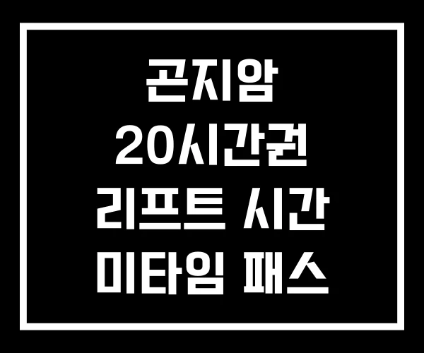곤지암 20시간권 리프트 시간 미타임 패스