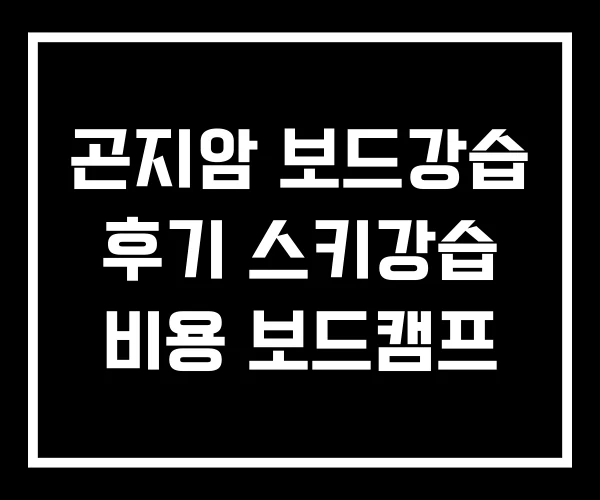곤지암 보드강습 후기 스키강습 비용 보드캠프