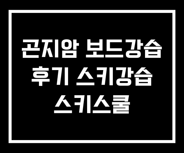 곤지암 보드강습 후기 스키강습 스키스쿨