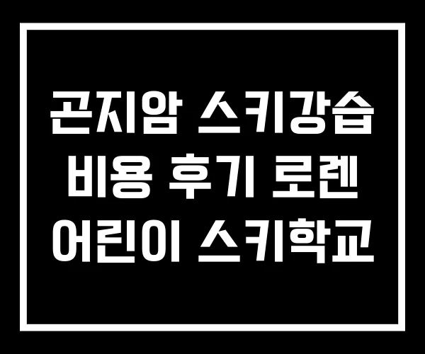 곤지암 스키강습 비용 후기 로렌 어린이 스키학교