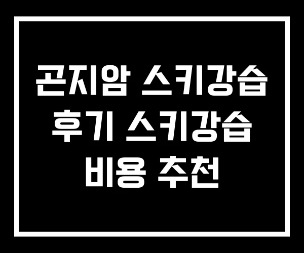곤지암 스키강습 후기 스키강습 비용 추천