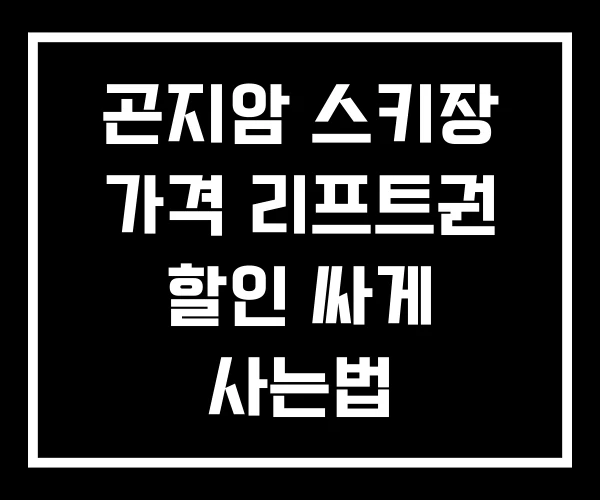 곤지암 스키장 가격 리프트권 할인 싸게 사는법