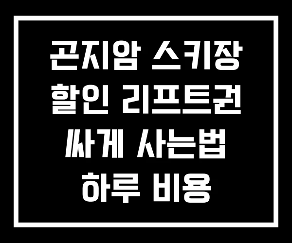 곤지암 스키장 할인 리프트권 싸게 사는법 하루 비용