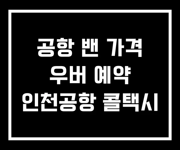 공항 밴 가격 우버 예약 인천공항 콜택시