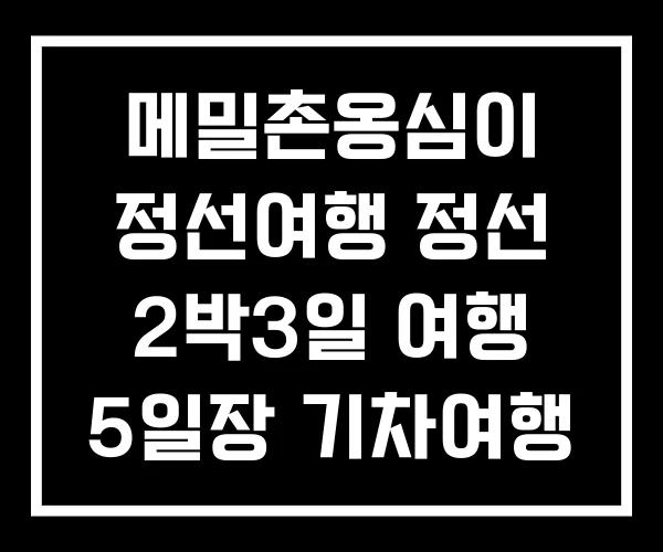 메밀촌옹심이 정선여행 정선 2박3일 여행 5일장 기차여행