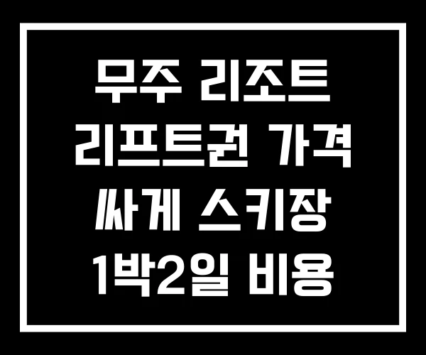 무주 리조트 리프트권 가격 싸게 스키장 1박2일 비용