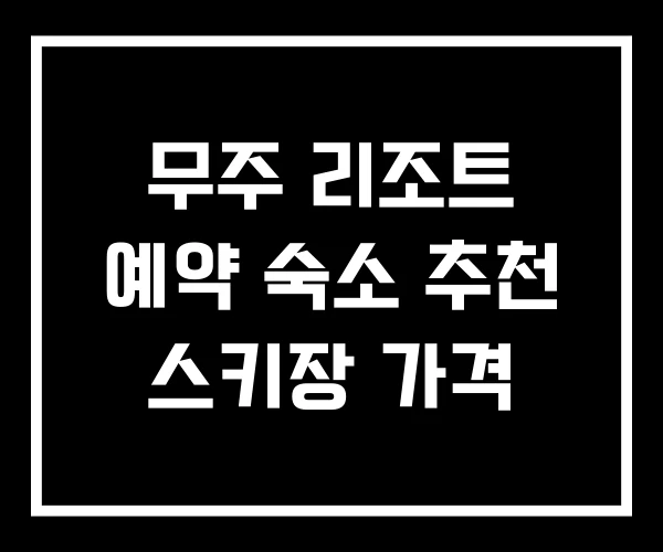 무주 리조트 예약 숙소 추천 스키장 가격