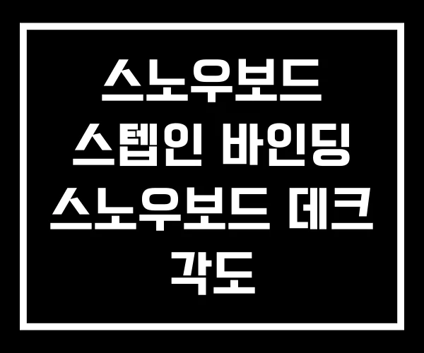 스노우보드 스텝인 바인딩 스노우보드 데크 각도 스노우보드 스텝인 바인딩 스노우보드 데크 각도