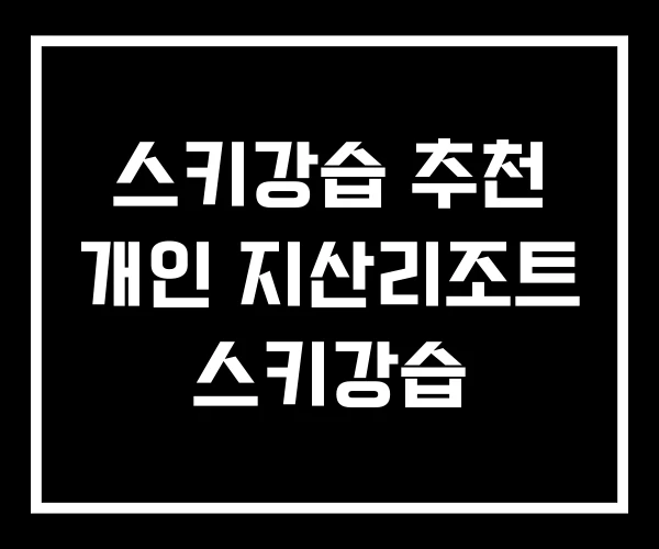스키강습 추천 개인 지산리조트 스키강습