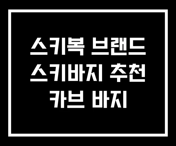 스키복 브랜드 스키바지 추천 카브 바지