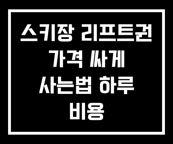스키장 리프트권 가격 싸게 사는법 하루 비용
