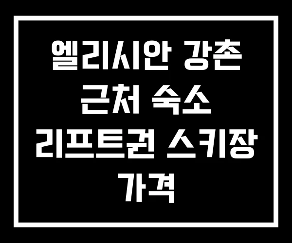 엘리시안 강촌 근처 숙소 리프트권 스키장 가격