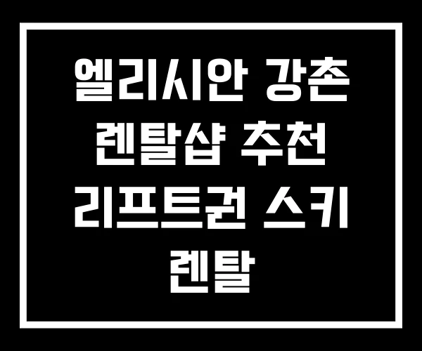 엘리시안 강촌 렌탈샵 추천 리프트권 스키 렌탈