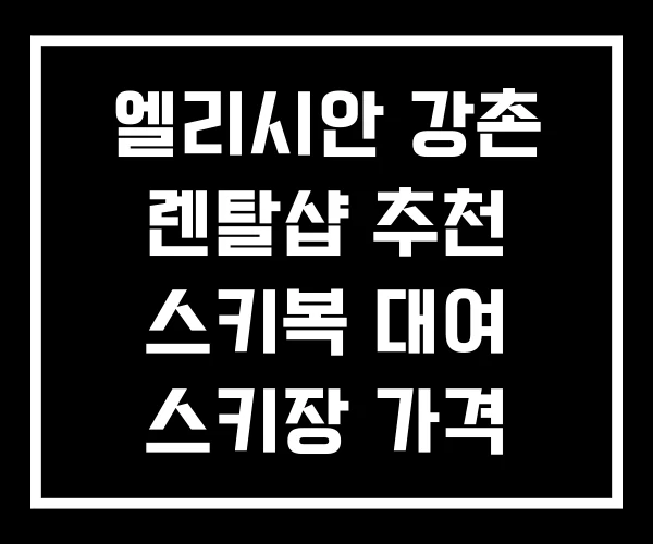 엘리시안 강촌 렌탈샵 추천 스키복 대여 스키장 가격