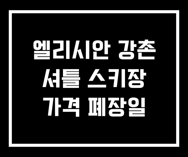 엘리시안 강촌 셔틀 스키장 가격 폐장일 엘리시안 강촌 셔틀 스키장 가격 폐장일