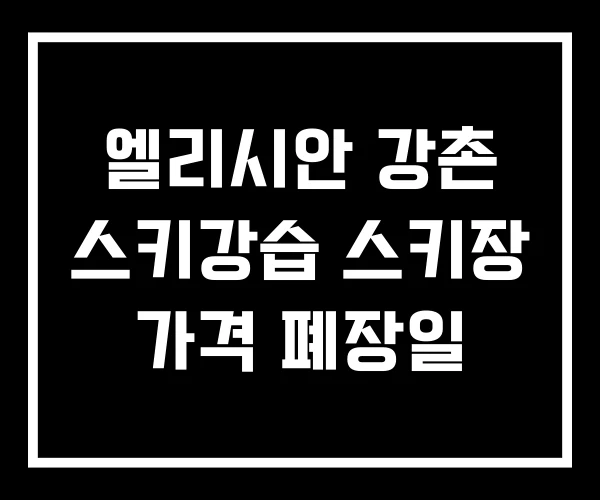 엘리시안 강촌 스키강습 스키장 가격 폐장일 엘리시안 강촌 스키강습 스키장 가격 폐장일