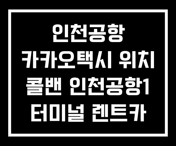인천공항 카카오택시 위치 콜밴 인천공항1 터미널 렌트카