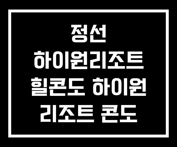 정선 하이원리조트 힐콘도 하이원 리조트 콘도 예약