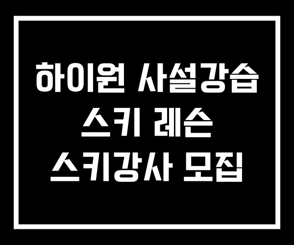 하이원 사설강습 스키 레슨 스키강사 모집 하이원 사설강습 스키 레슨 스키강사 모집