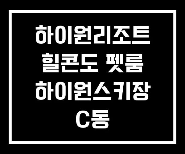하이원리조트 힐콘도 펫룸 하이원스키장 C동 하이원리조트 힐콘도 펫룸 하이원스키장 C동